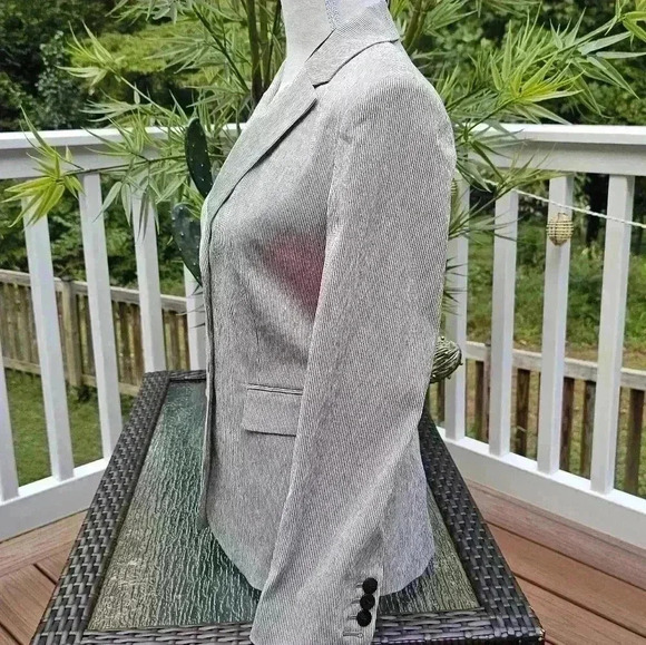 Theory Womens Beige/White Striped Lined Stretchy Jacket NWT lSize 2 - Picture 3 of 10